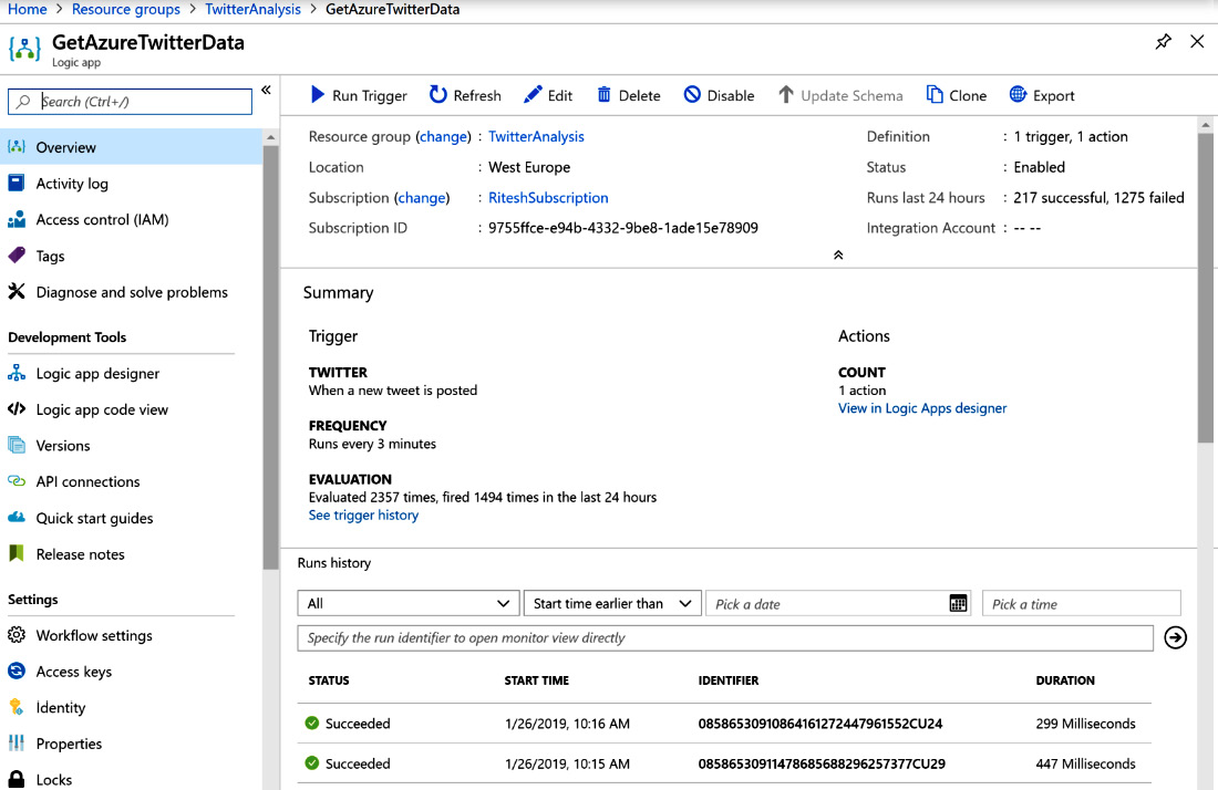 Overview of the GetAzureTwitterData application