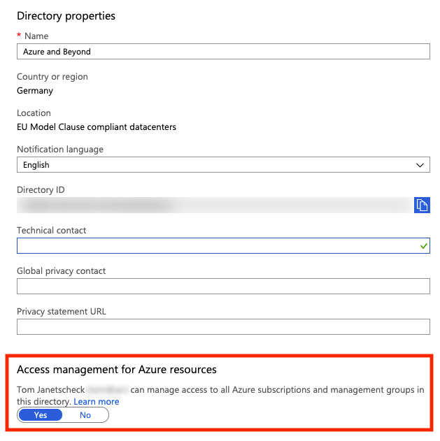 Figure. 2.7 – Enable access management for all Azure resources
