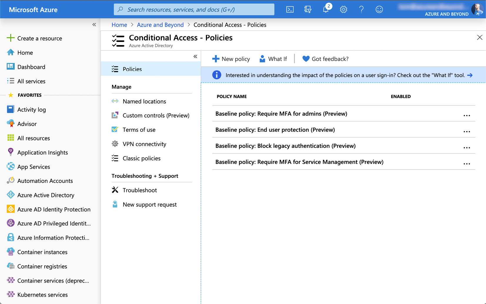 Figure. 3.14 - Conditional Access overview page
