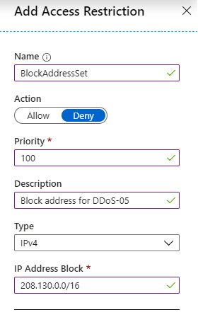 Figure 9.10 – App Service Access restriction
