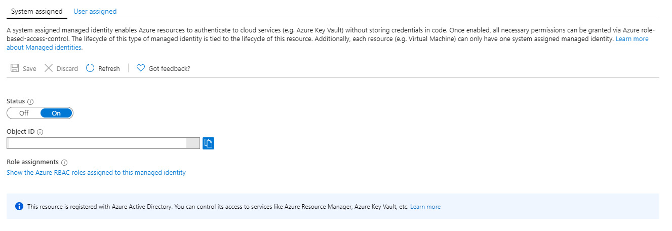 Figure 9.11 – Managed identity in Azure App Service
