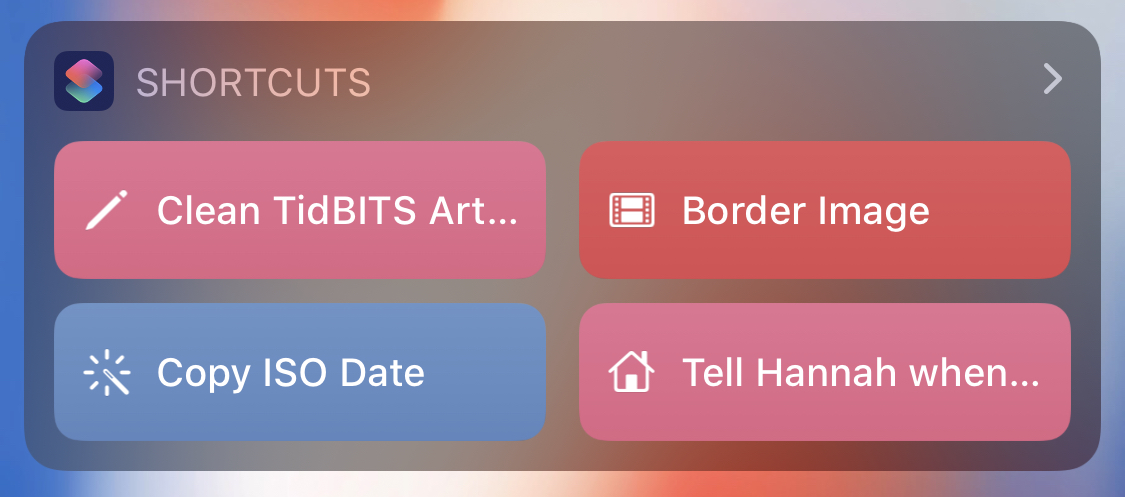 Figure 69: The Shortcuts widget offers quick access to shortcuts.