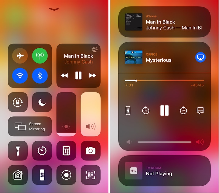 Figure 14: Control Center’s Media Platter lets you control AirPlay 2 devices like an Apple TV.