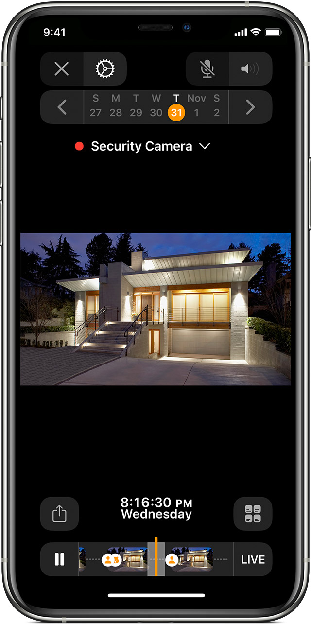 Figure 30: View motion-captured HomeKit Secure Video kits in an iOS or iPadOS app linked to the same iCloud account.