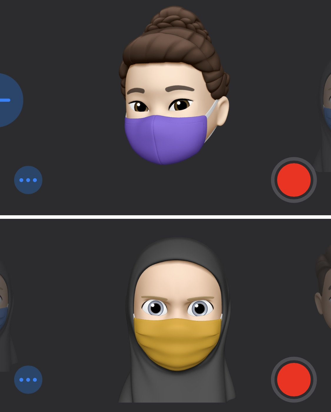 Figure 13: Memoji in iOS 14 can have face masks.