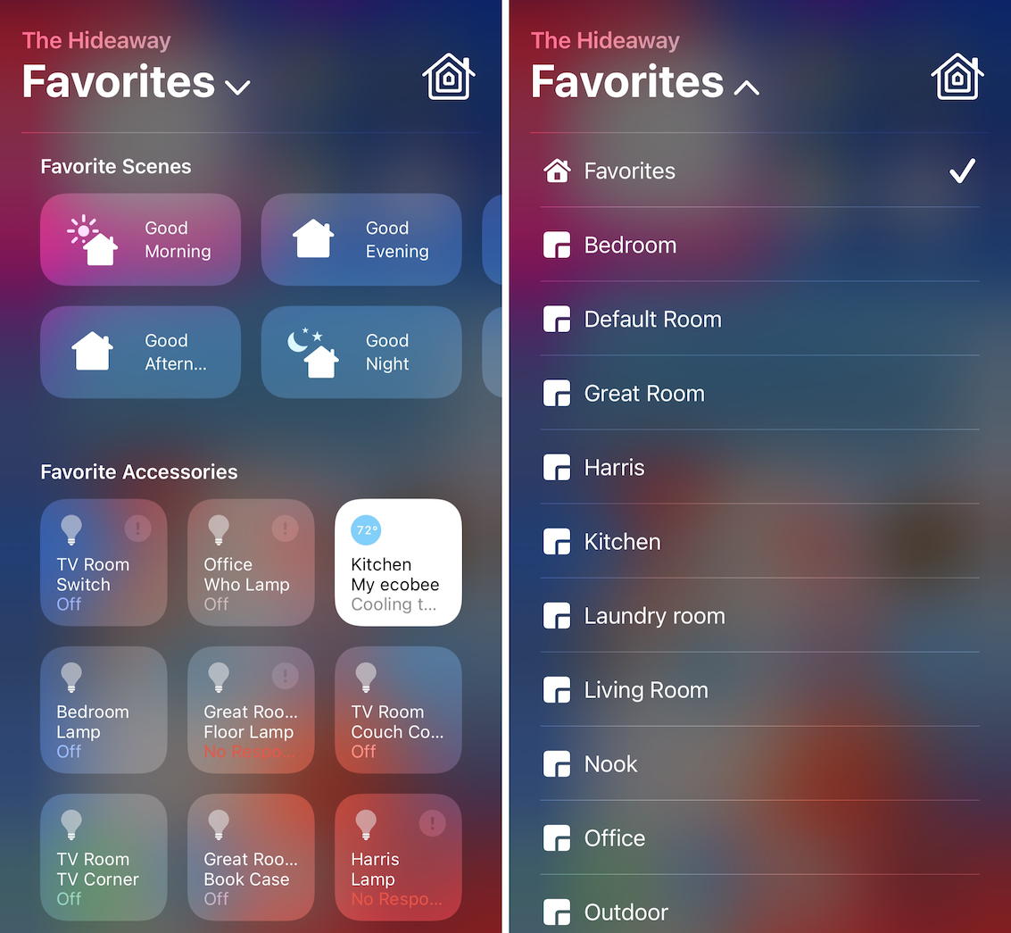 Figure 14: Unlimited HomeKit favorites in Control Center!