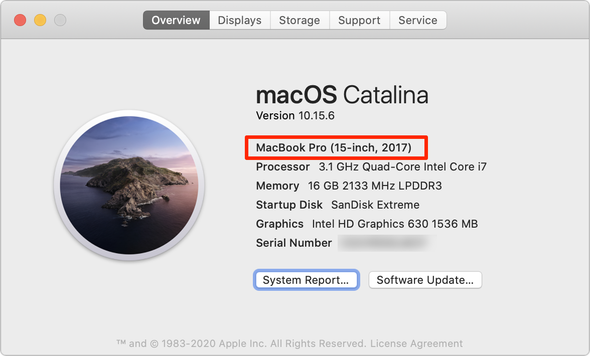 Figure 1: This window gives you the exact marketing name of your Mac model.