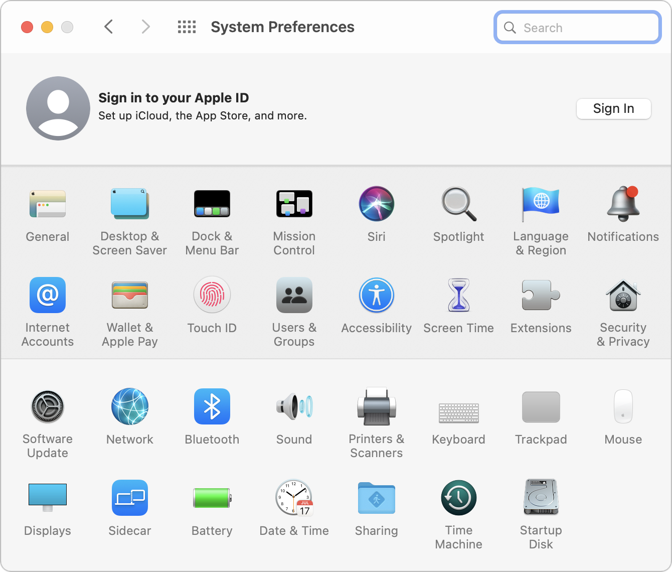 Figure 17: System Preferences features new icons, as well as new functionality hidden behind some of them.