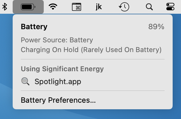 Figure 20: The new Battery menu gives you at-a-glance details about your battery’s state.