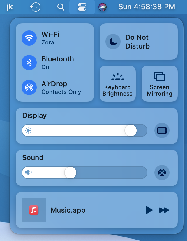 Figure 21: Control Center in its default appearance.