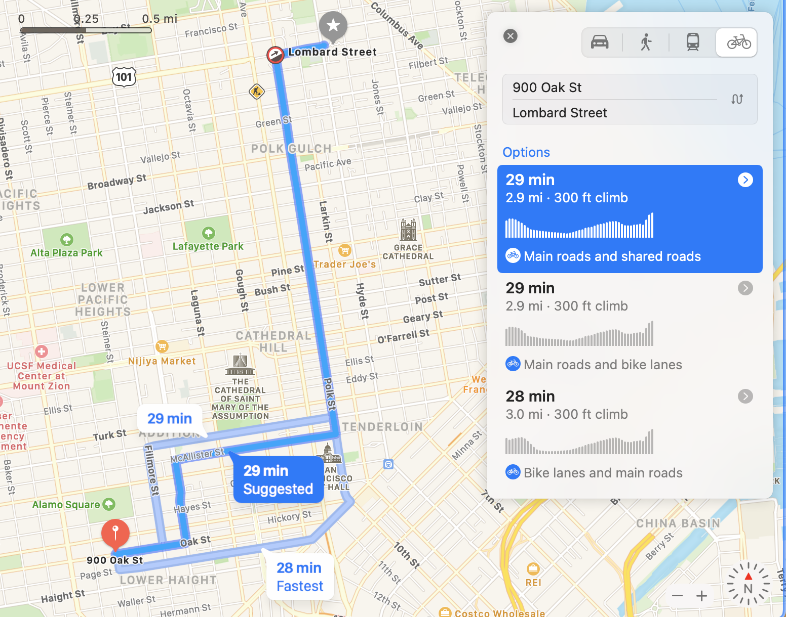 Figure 29: Pick a bike route that doesn’t involve too many hills. (Good luck if you live in San Francisco!)