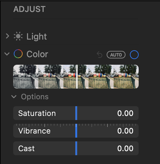 Figure 37: A new Vibrance slider lets you adjust saturation with more natural hues.