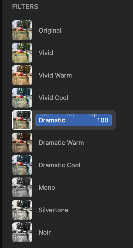 Figure 38: Filters now have adjustable intensity.