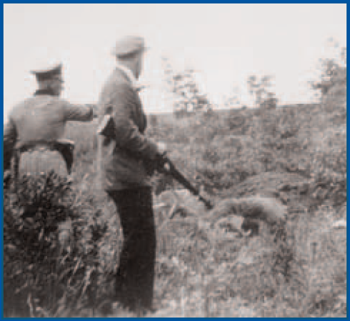 German Police and Ukrainian militia shooting Jews from the village of Chrystnowka (Courtesy: United States Holocaust Memorial Museum)