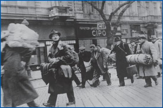 Hungarian Jews being rounded up in Budapest (Courtesy: USHMM)