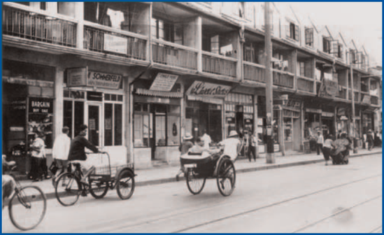 A row of shops owned by Jewish refugees on Seward Road in Shanghai (Courtesy: USHMM from YIVO Institute for Jewish Research)
