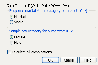 The Choose Relative Risk Categories Window