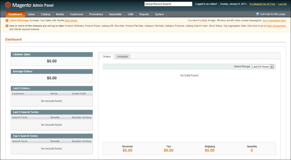 The Magento Dashboard