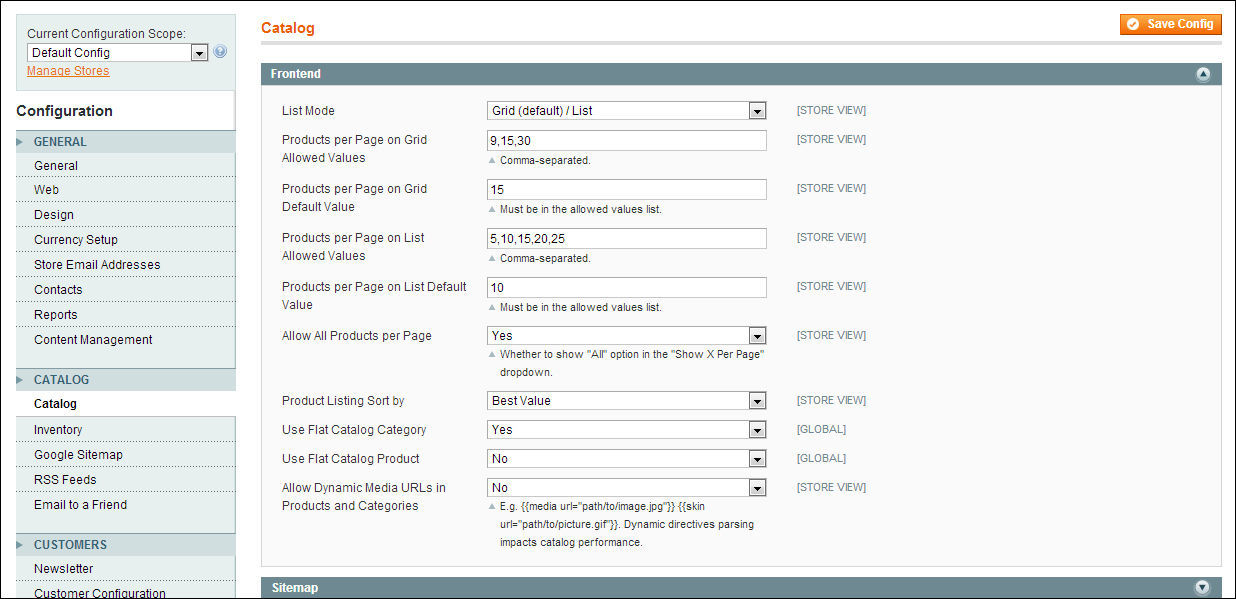 Time for action – catalog settings