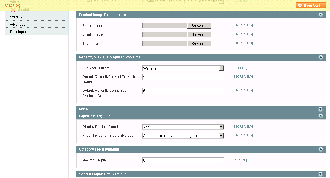 Time for action – catalog settings