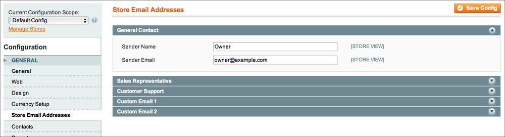 Configuring contact options