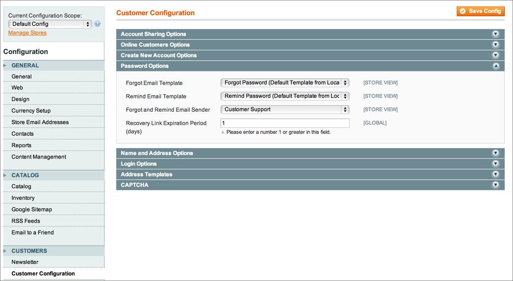 Configuring contact options