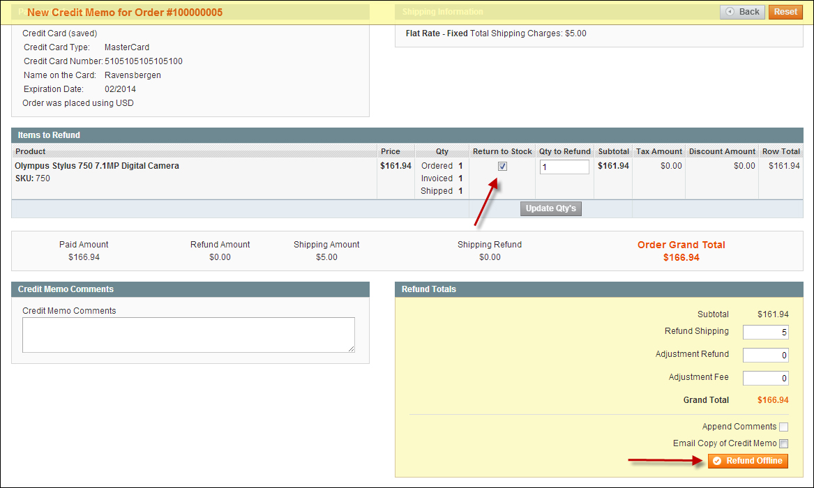 Time for action – creating a Credit Memo