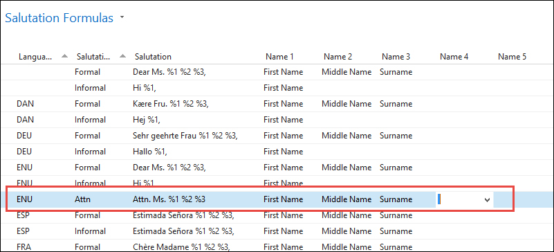 Setup the salutation formula