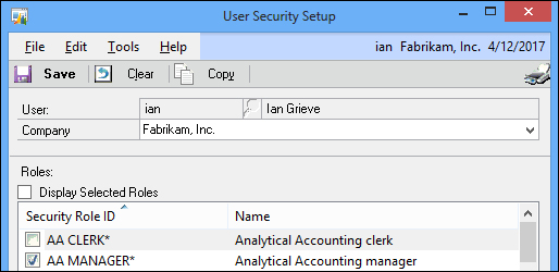 Assigning security roles and tasks