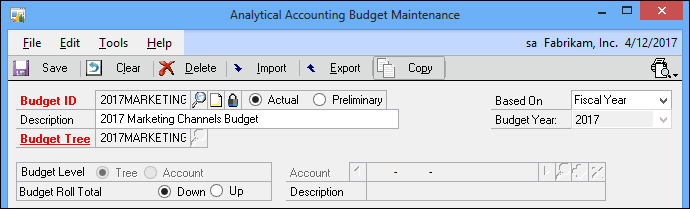 Creating an Analytical Accounting budget