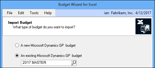 Importing a budget from Microsoft Excel