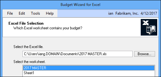 Importing a budget from Microsoft Excel