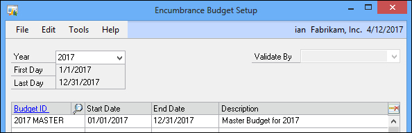 Setting up Encumbrance Management