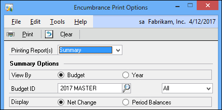 Encumbrance Reports