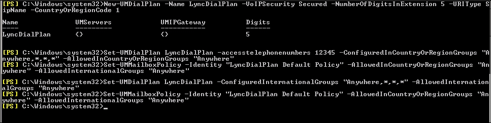 Creating and configuring a new Exchange UM dial plan