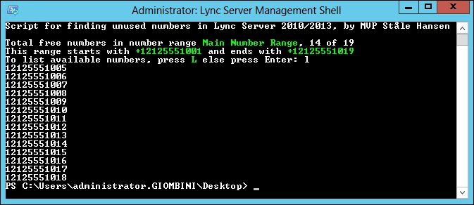 Using the Get-UnusedNumbers script