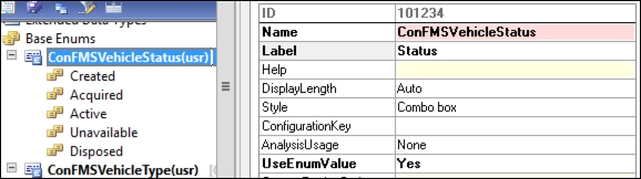 Creating the enumerated types for the vehicle table