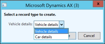 Creating the vehicle create form with the handler class