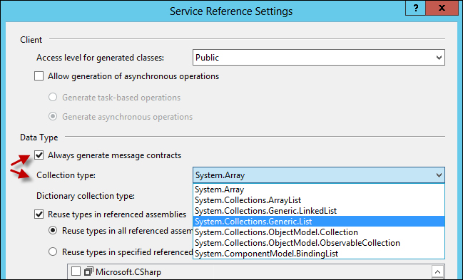 Creating the service reference – advanced