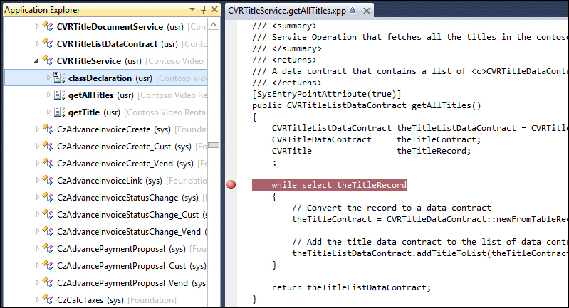 Setting breakpoints