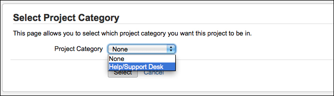 Assigning a project to a category