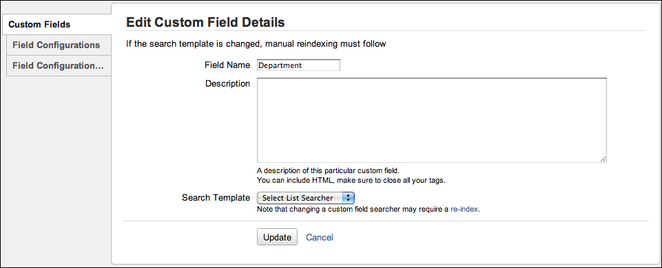 Editing/deleting a custom field