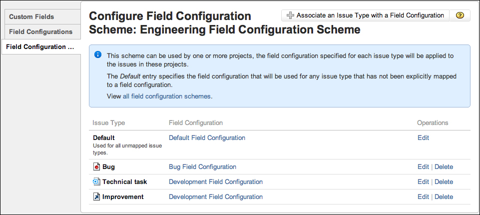 Configuring a field configuration scheme