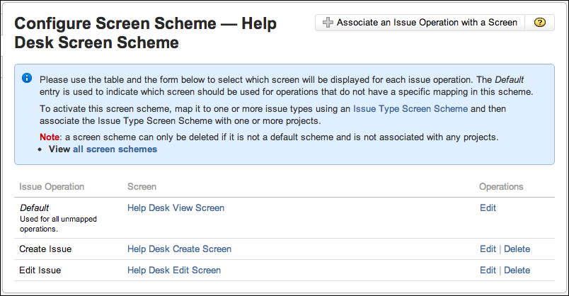 Configuring a screen scheme