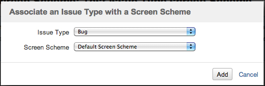 Associating issue types to screen schemes