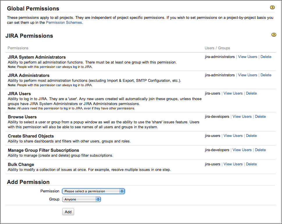 Configuring global permissions