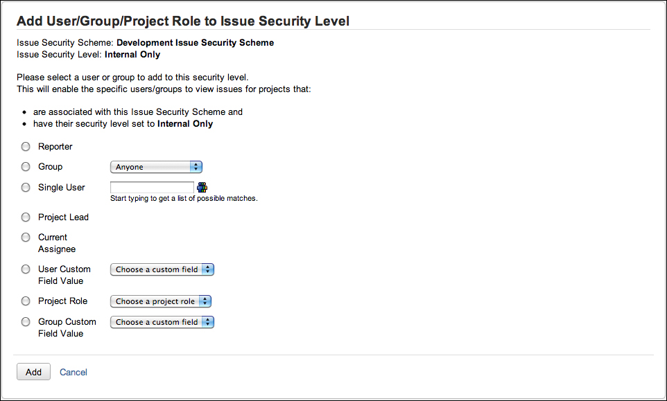 Assigning users to a security level