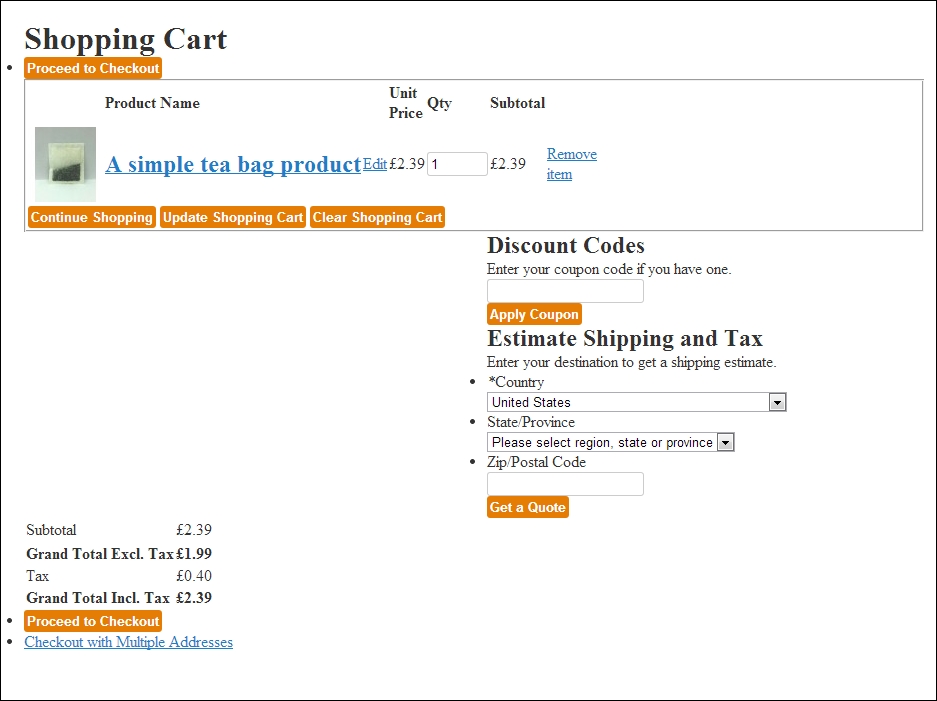 Styling the cart page