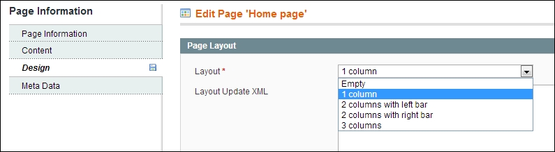 Customizing the home page's layout