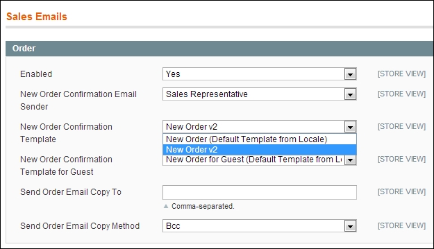 Assigning an e-mail template to a transaction in Magento